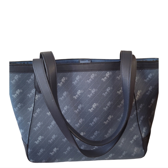 Coach (C4061) Medium Denim Diagonal Horse Carriage Print Coated Canvas Tote Bag - Picture 5 of 16